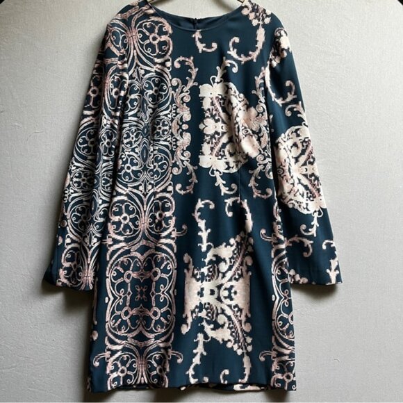 Nanette Lepore Teal and Pink Paisley Patterned Dress Sz 12 - Picture 1 of 10